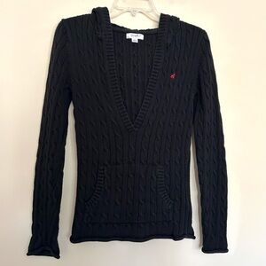 Old Navy Women’s Black Cable Knit V-Neck Hoodie